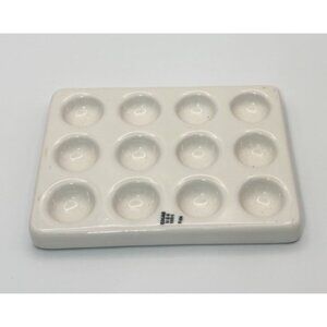 Vintage 12 Well Coors USA Porcelain Spot Plate Lab Marble Display Paint Palette